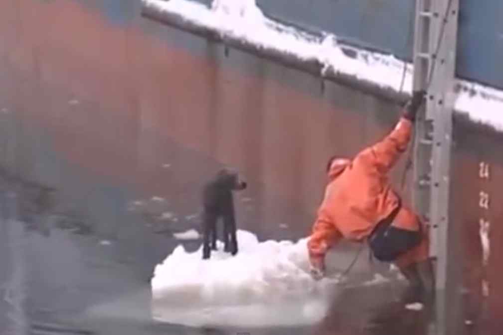 Odważna akcja Rosjan ratujących psa z lodowej kry. Zobaczcie video